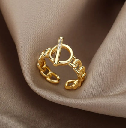 Geometric Copper Ring With Bee Design European American Fashion Statement Jewelry Fishbone Ring Golden Elegant