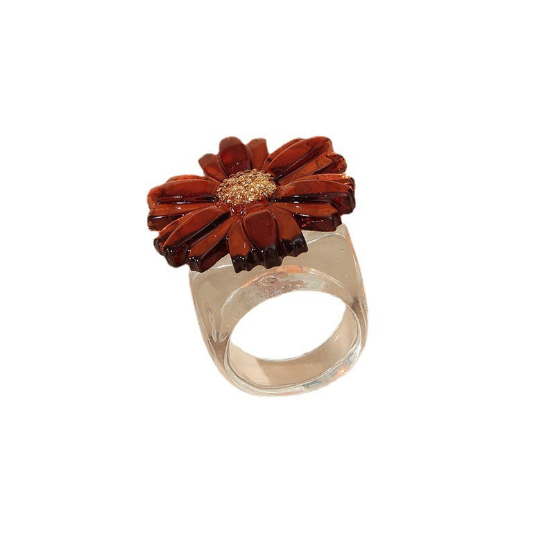 Acrylic Flower Ring Geometric Floral Design Unisex Jewelry