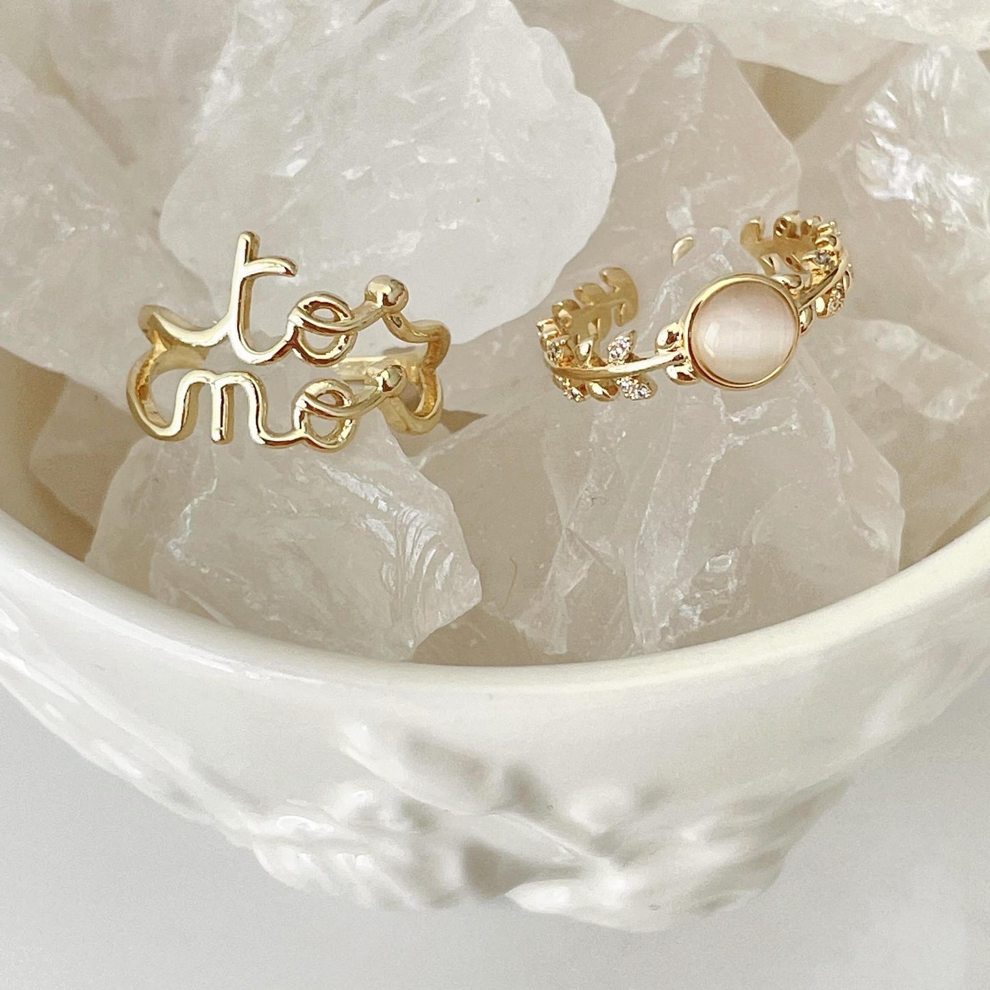 Geometric Women Rings Set Adjustable Alloy Electroplated Fashion Jewelry Ring Set Beige Purple Drip Glazed Set
