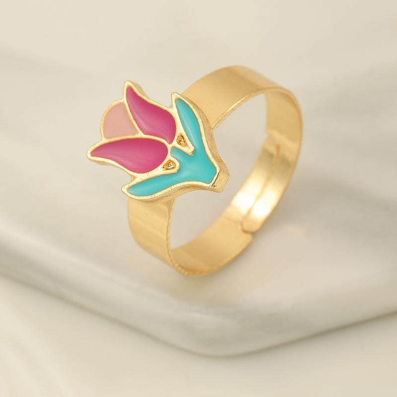Womens Adjustable Alloy Rings With Drop Design Fashionable Daisy Tulip Gossip And Love Trendy Blogger Inspired