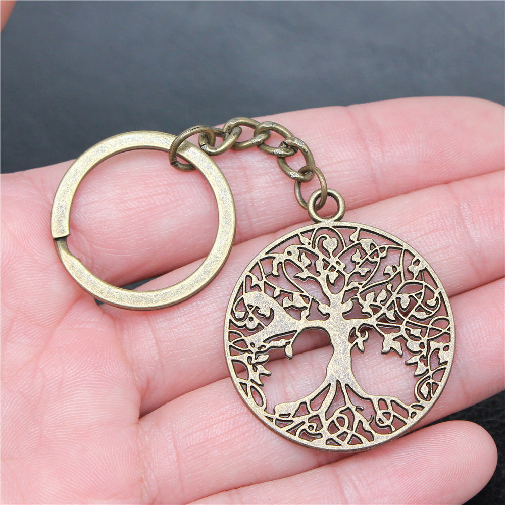 Tree Of Life Keychain Pendant With Key Ring Antique Silver Finish Alloy Metal Vintage Decoration Tree Of Life Keychain