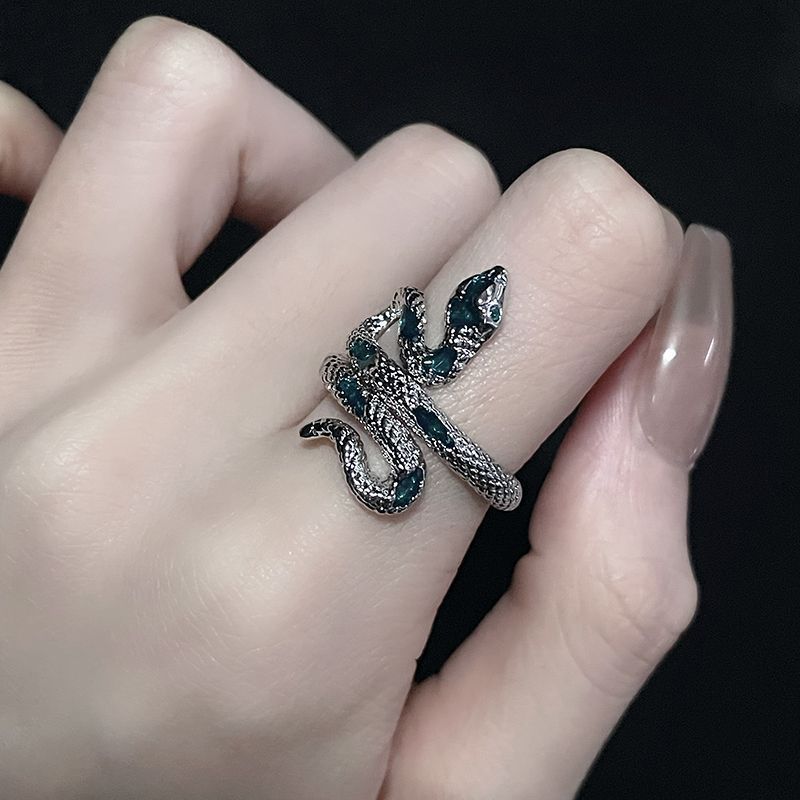 Womens Enamel Snake Ring Open Band Serpent Alloy Jewelry Electroplate Fashion Ring Statement Accessory For Her