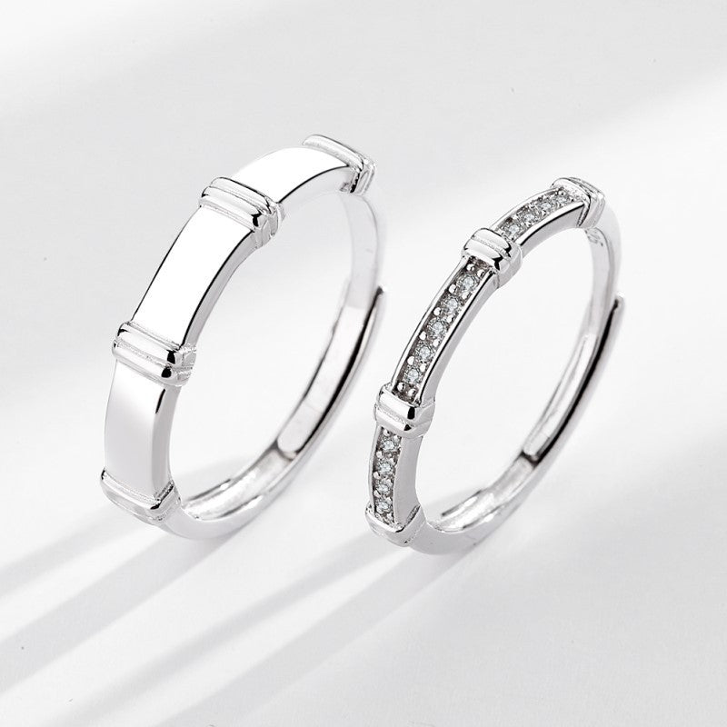 Couple Ring Set Adjustable Opening Rings For Him And Her Matching Promise Rings 925 Silver For Couples Jewelry