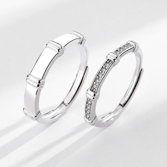 Couple Ring Set Adjustable Opening Rings For Him And Her Matching Promise Rings 925 Silver For Couples Jewelry