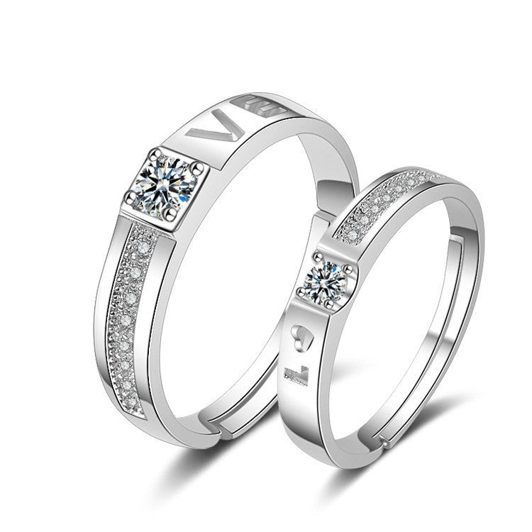 Couple Rings Korean Fashion Jewelry Gift White Copper Electroplated Open Rings Women Men Matching Promise Bands