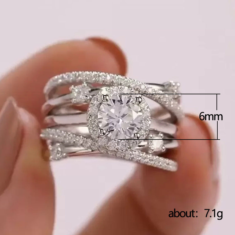 Elegant Zircon Ring With Winding Inset Design For Women Fashion Jewelry Coppery Craftsmanship For All Occasions