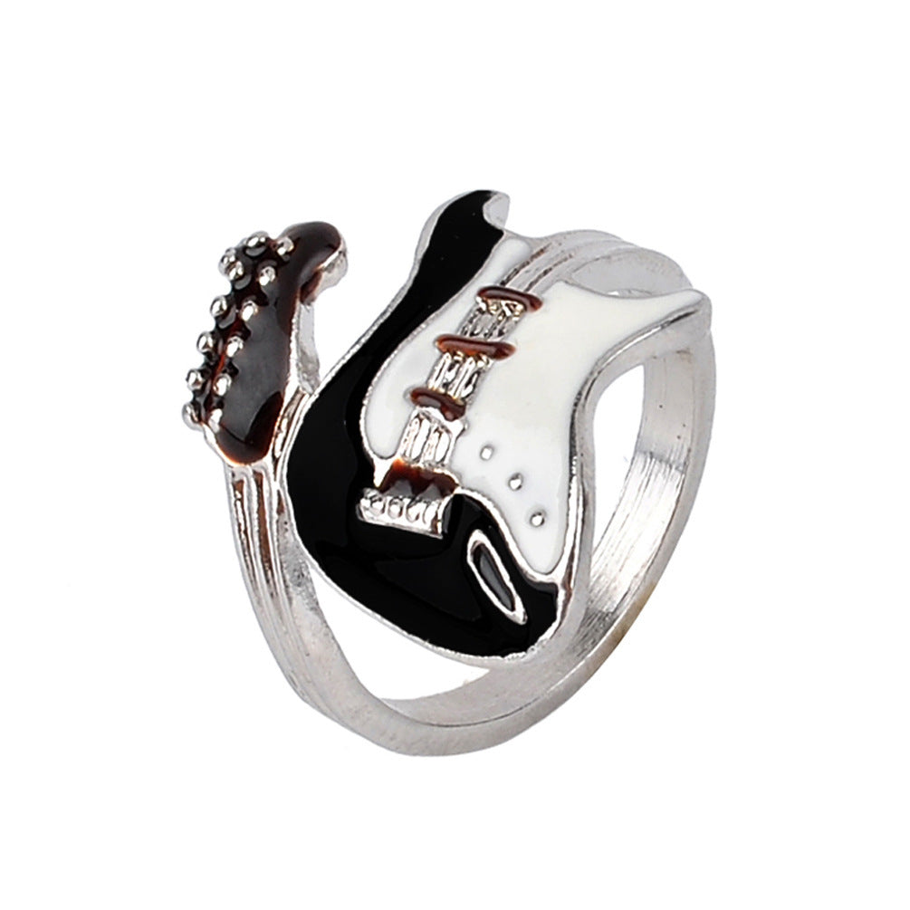 Unisex Guitarist Ring Alloy Jewelry Baking Varnish Finish European American Style Music Ring Gift to Musicians