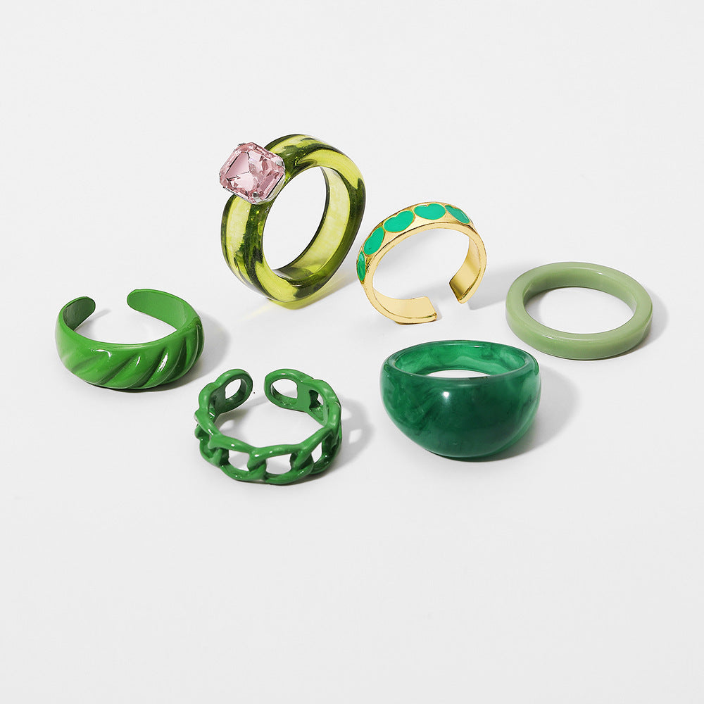 Unisex Peach Heart Ring Set With Rhinestones Dripping Oil Finish Alloy Jewelry For Women And Girls Trendy Accessory