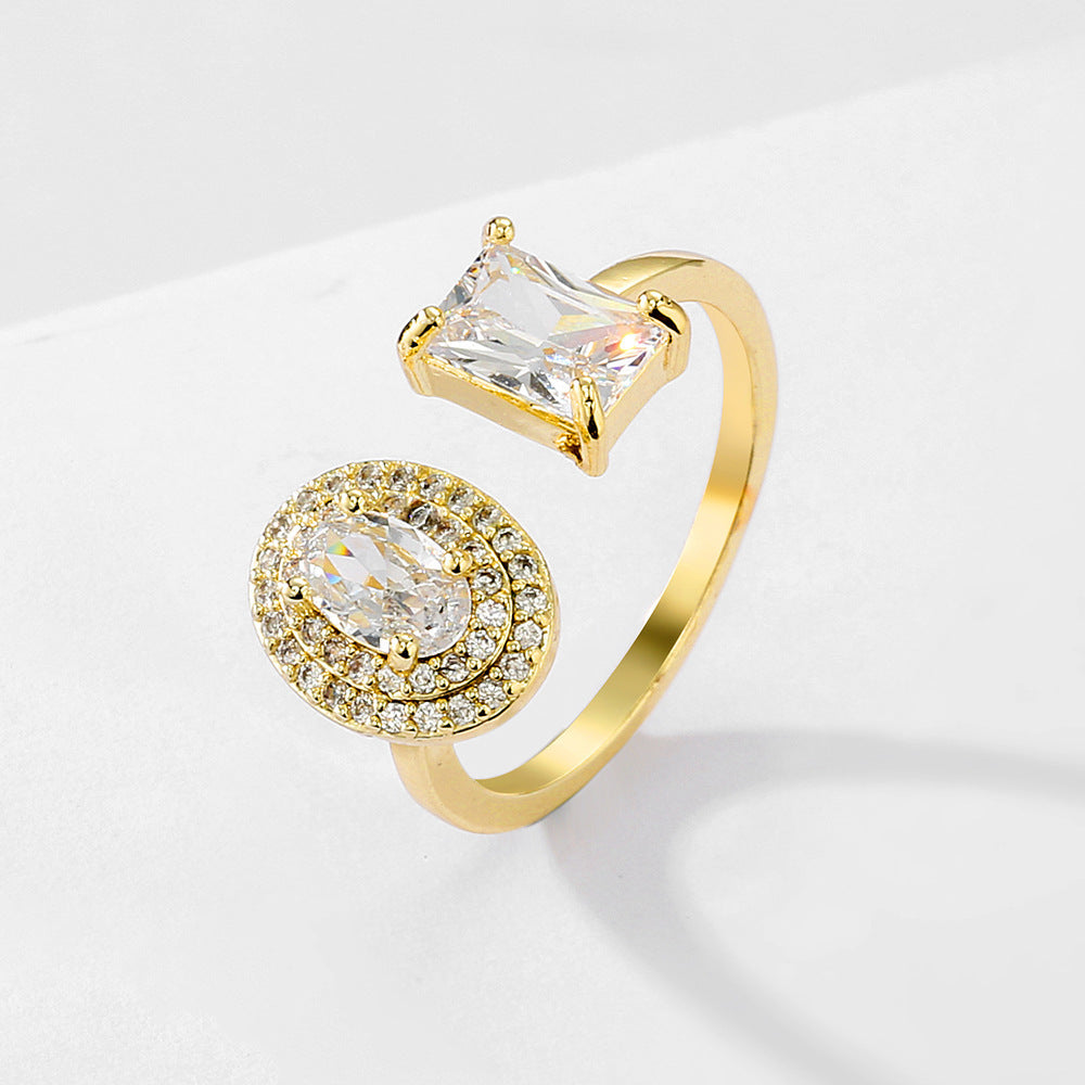 Womens Zircon Copper Geometric Ring Inlaid Fashion Jewelry Elegant Durable Statement Ring Versatile DesignsXXX