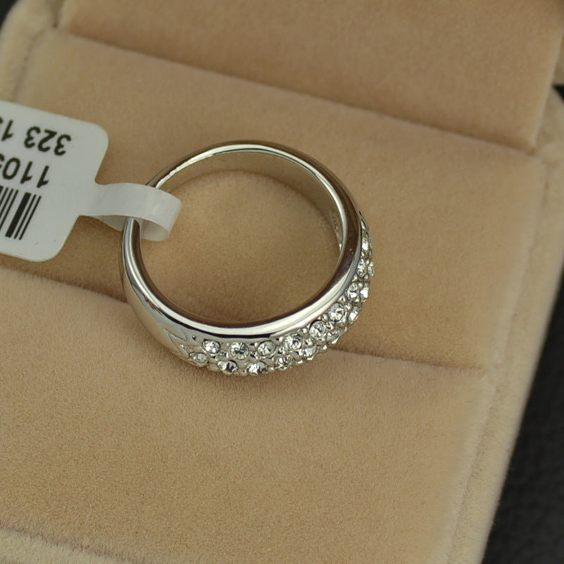 Womens Simple Fashion Pave Spot Drill Ring Geometric Copper Jewelry In Rose Gold Or White Gold Size 5.5 To 9 No 6 7 8 9