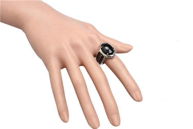 Mens Titanium Steel Ring With Gemstone Vintage Punk Gothic Retro Jewelry Gift For Him Ideal For Everyday Style