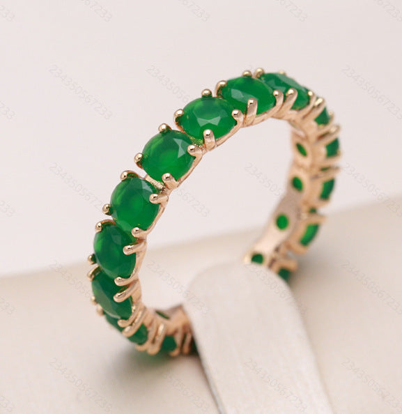 Women Retro Champagne Gold Zirconium Full Diamond Ring Geometric Ice Flower Design Elegant Jewelry Ring Unique