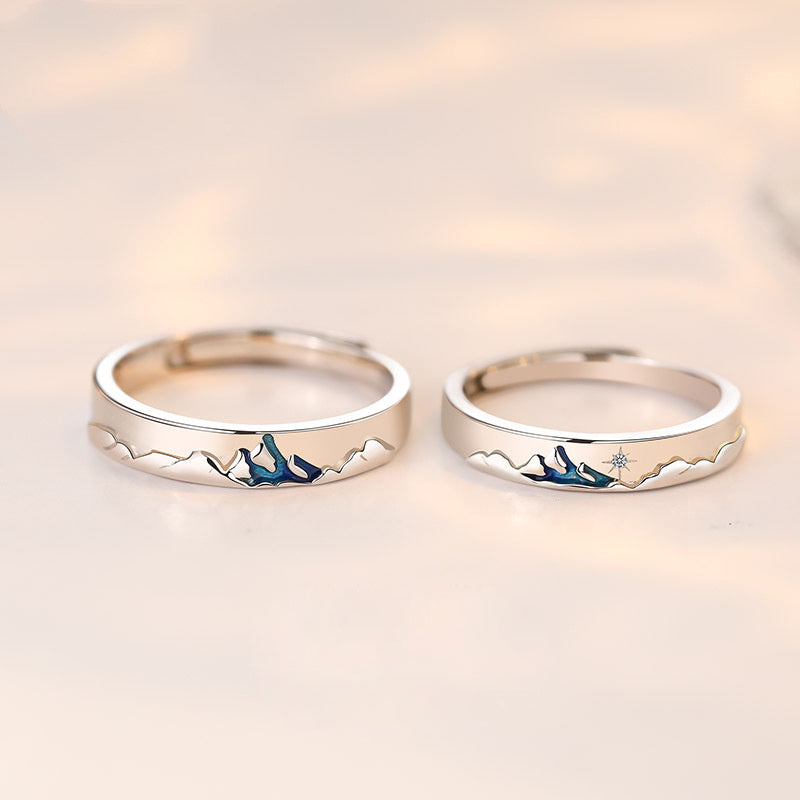 Sterling Silver Adjustable Couple Rings Unisex His And Hers Matching Promise Rings S925 Jewelry Korean Style For Couple