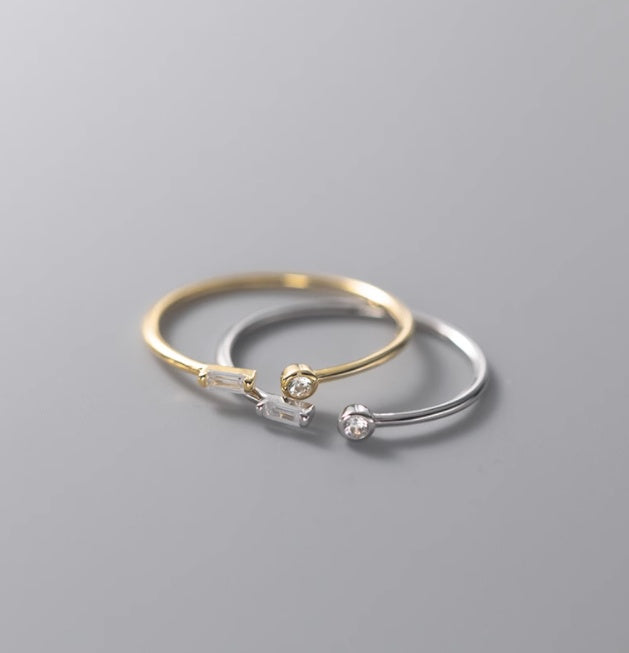 S925 Silver Small Lady Square Diamond Ring for Women Elegant Fine Circle Ring Adjustable for Everyday Wear Now