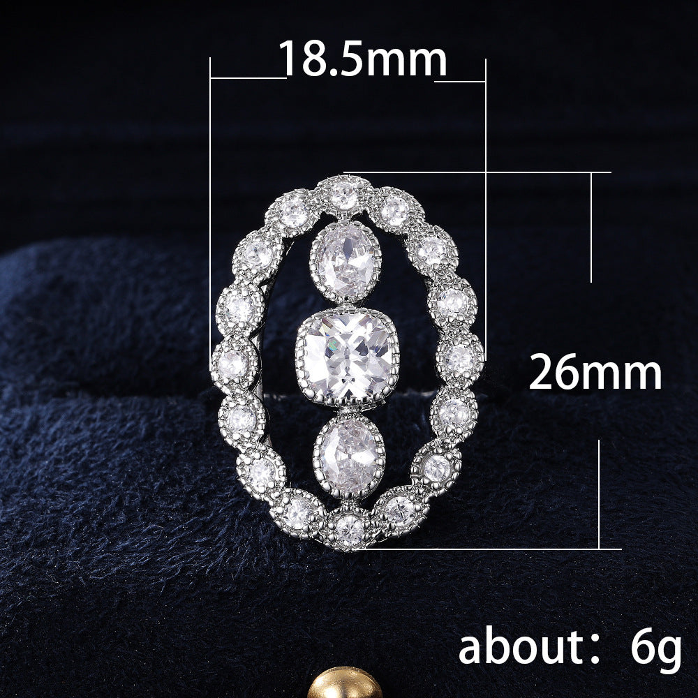 Womens Zircon Copper Ring Inlaid Elegant Statement Ring For Women Anniversary Jewelry Shiny Copper Shine Rings