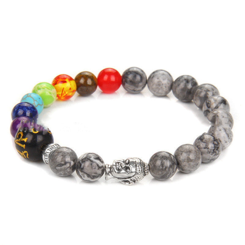 Unisex Natural Stone Seven Chakra Bracelet Geometric Design With 8mm Beads Energy Balancing Anti Fatigue Today