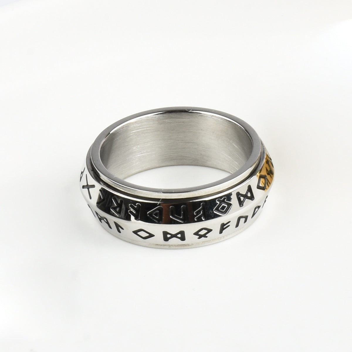Geometric Nordic Viking Rune Titanium Steel Ring Unisex Jewelry For Wear Durable Hypoallergenic Size 7 8 9 10 11 12