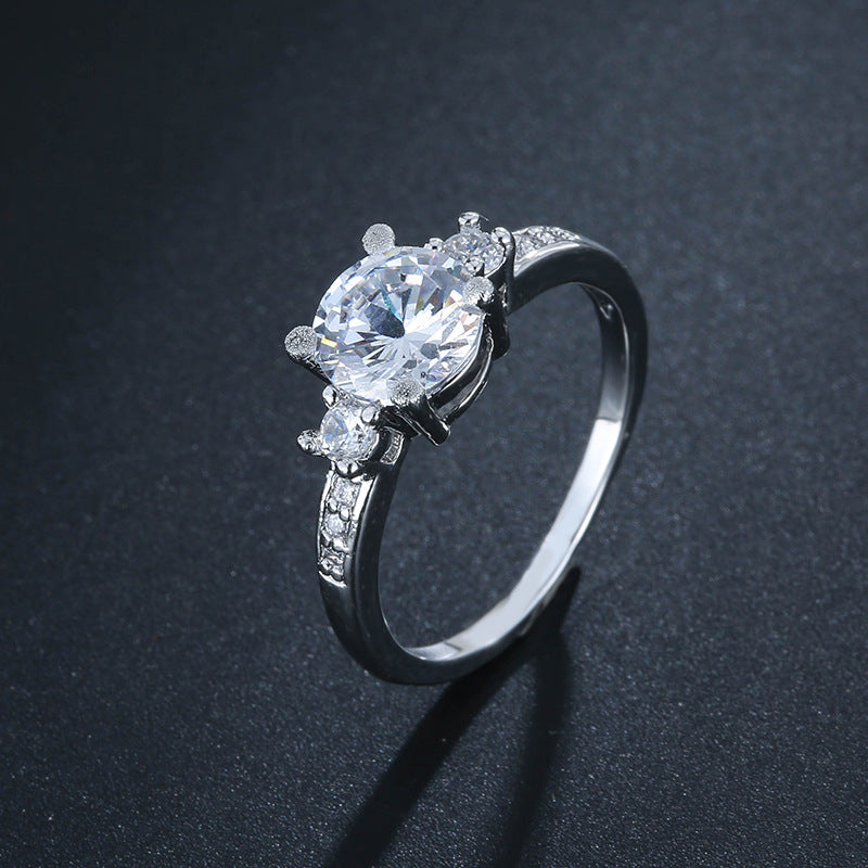 Womens Simulated Diamond Geometric Ring Gold Plated Copper Base Fashion Jewelry Gift For Her Elegantly Durable