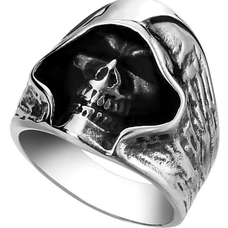 Mens Vintage Punk Ring Alloy Geometric Skull Rings Electroplated Silver Finish Fashion Jewelry Men Biker Style