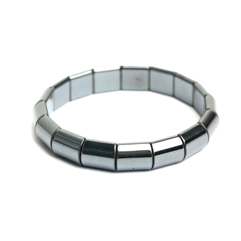 Geometric Hematite Bracelet For Men Black Stone Jewelry