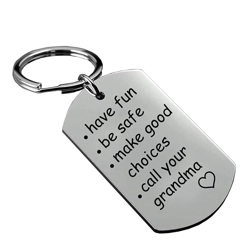 Inspirational Keychain Gift For Mom And Dad Be Safe Make Good Choices Pendant Metal Key Chain Unisex DIY Gifts