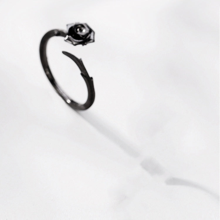 Sterling Silver Thorn And Rose Design Couple Rings Adjustable Opening Matching Promise Rings For Him And Her