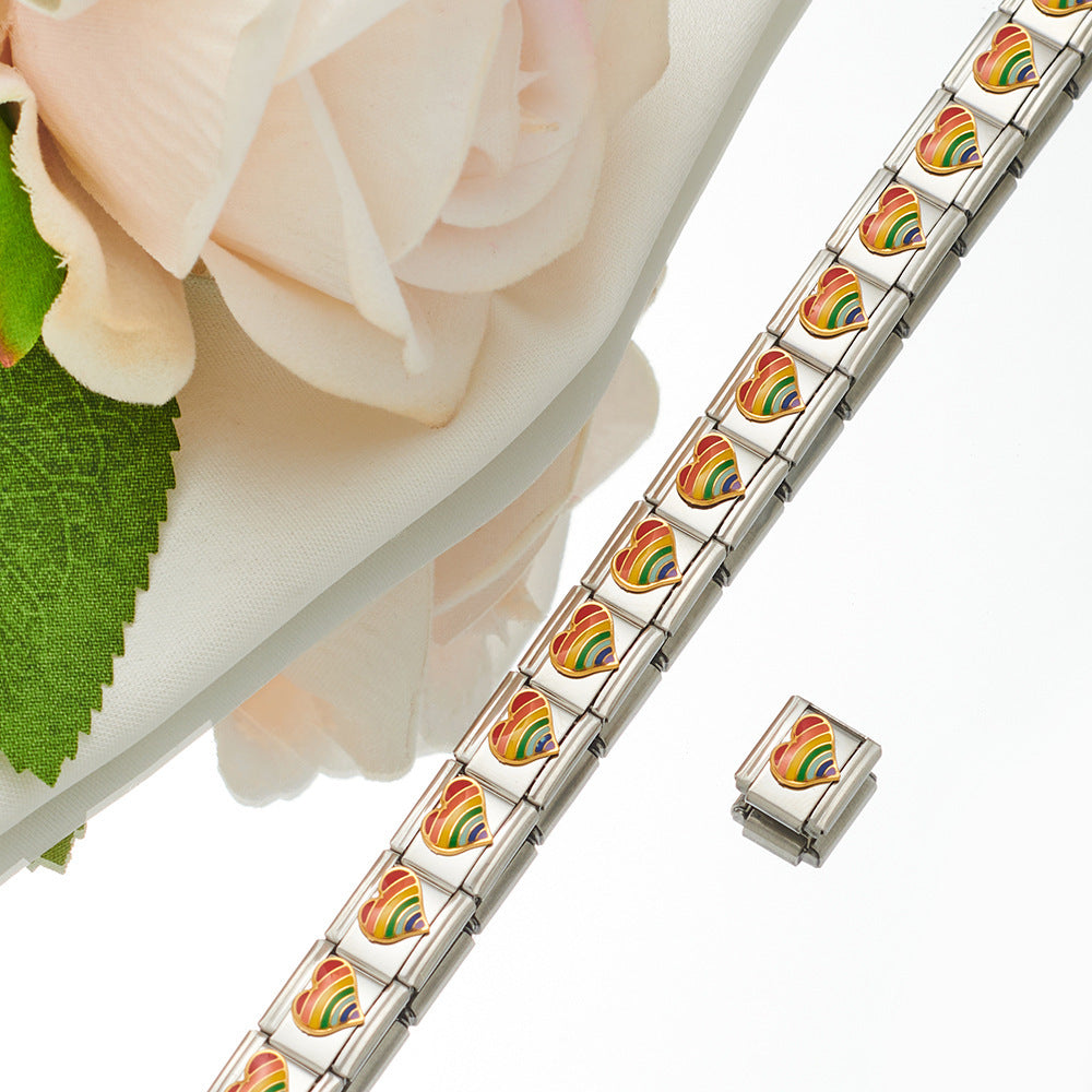 Unisex Stainless Steel Bracelet Cartoon Heart Bracelet Combination Decorative Bracelet Fashion Jewelry For Men