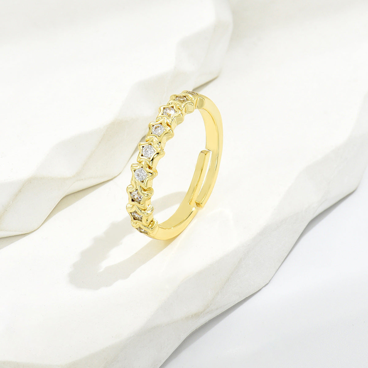 Womens Open Ring Copper Heart Shaped Design With Geometric Round Elements And Colorful Leaves Pink Yellow Shine