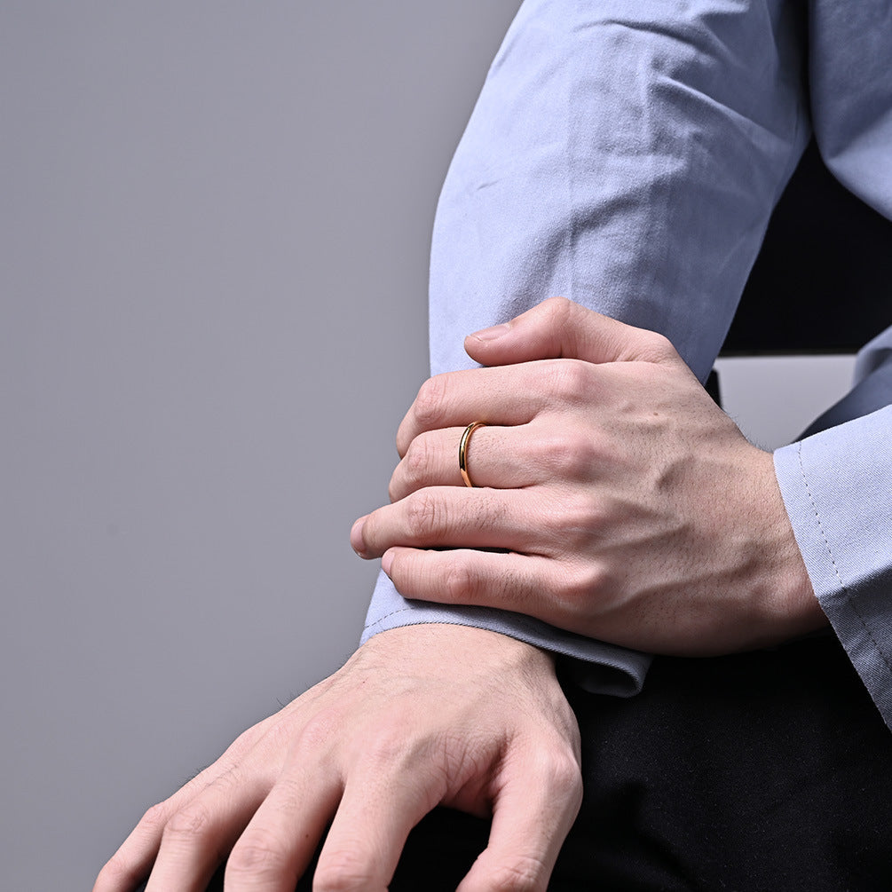 Titanium Steel Couple Rings Set Electroplated Gold Matching Band Promise Jewelry Gift for Couples In Style Set