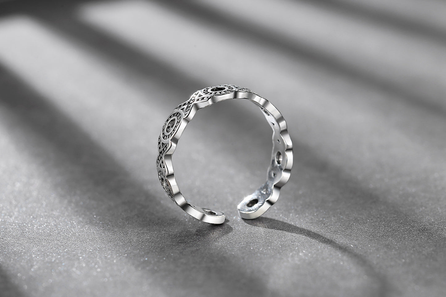 Womens Adjustable Copper Ring With Antique Silver Electroplating Black Tone Finish And Fashionable Design Everyday