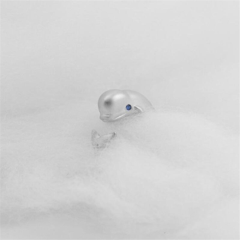 Copper Whale Ring Zodiac Jewelry With Blue Eye Diamond Accent Electroplated Cute Animal Ring Fashion Ring Trend