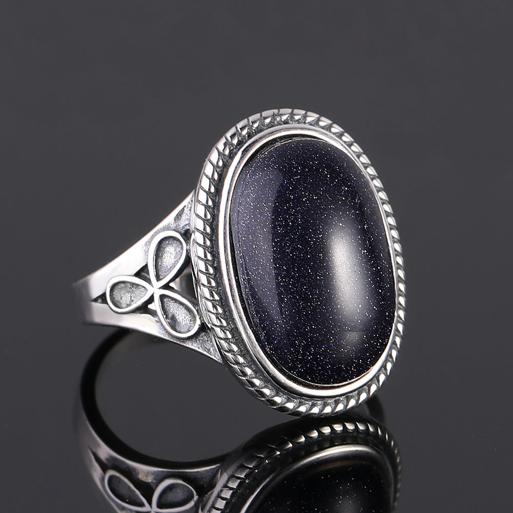Women's Vintage Blue Sand Aventurine Fashion Ring