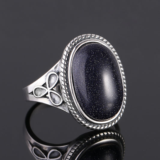 Women's Vintage Blue Sand Aventurine Fashion Ring