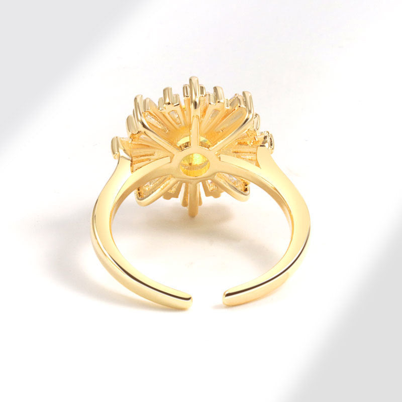Sunflower Ring Fashion All Match Opening Yellow Gold Copper