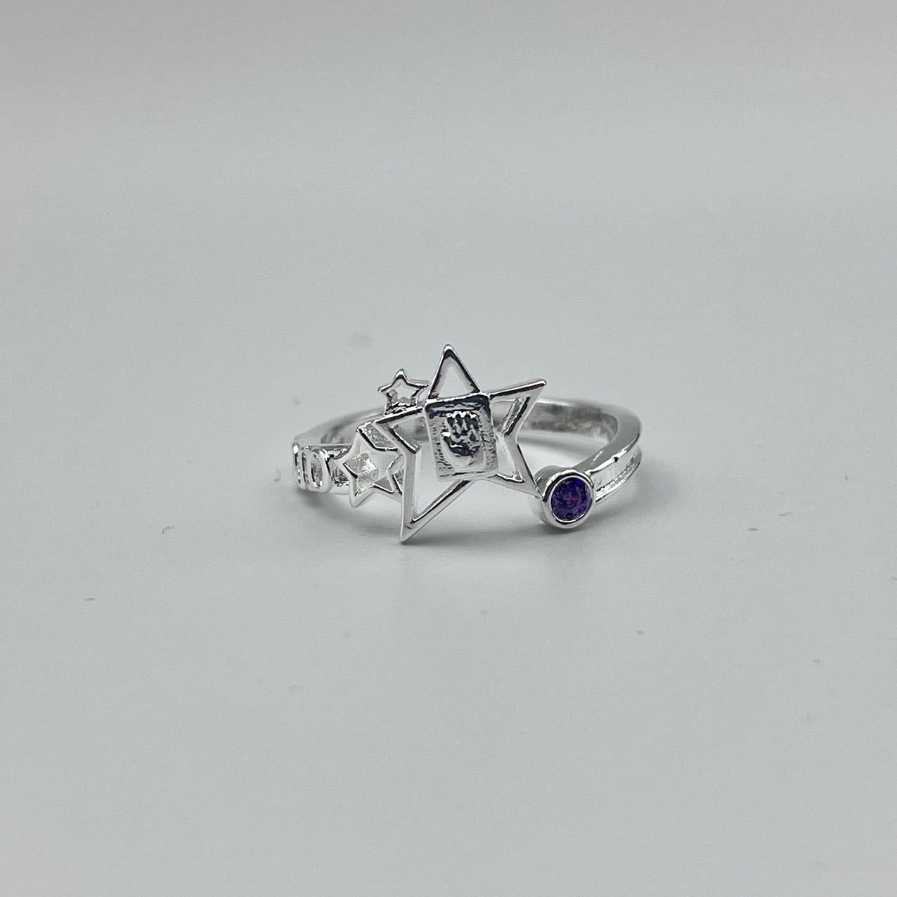 Star Shape Alloy Ring Purple Crystal Unisex Jewelry Fashion Ring Gift For Couple Unisex Gift For Every Style U