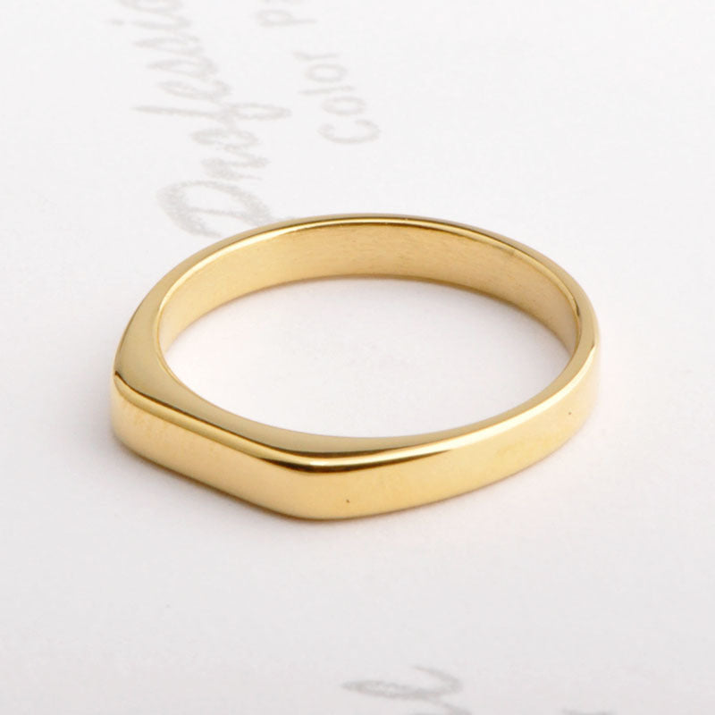 Gold Plated Titanium Steel Ring Minimalist Band Glossy Durable Everyday Wear For Women And Men Gift Free Deals