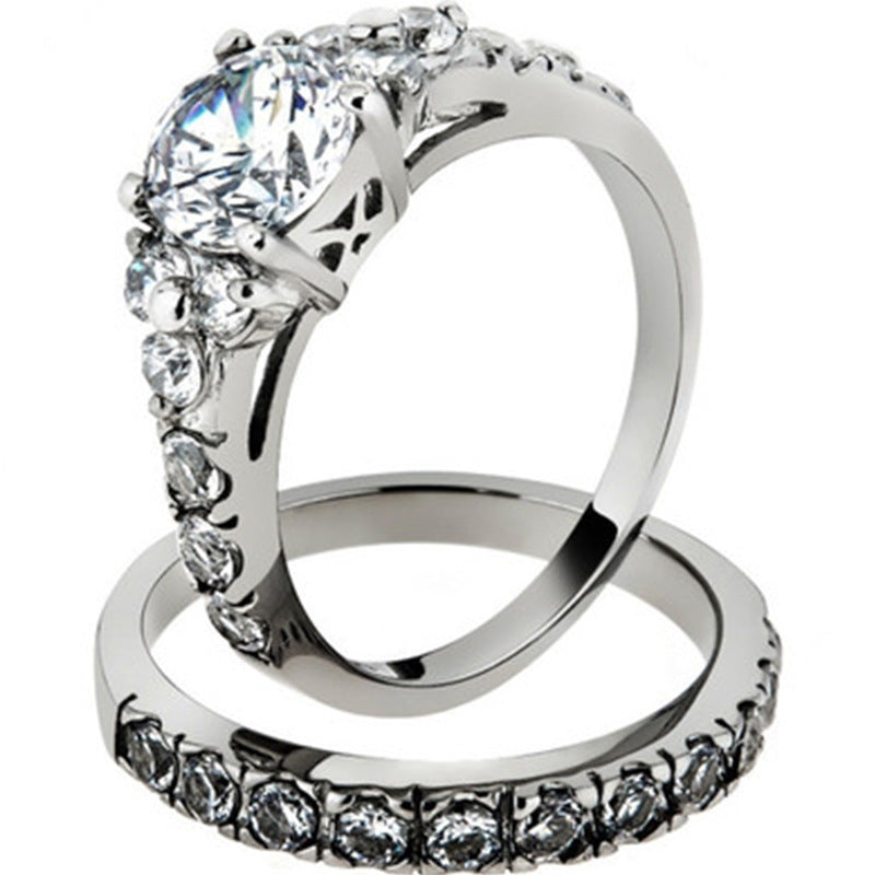 Couple Rings Diamond Studded Geometric Jewelry Unisex