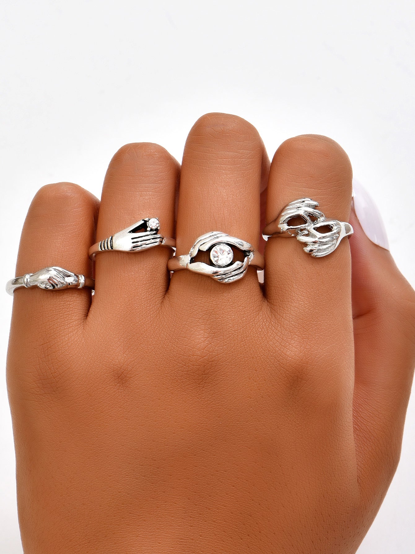 Womens Geometric Ring Set Electroplated Zinc Alloy Rings Niche Design Fashion Jewelry For Women For Daily Wear