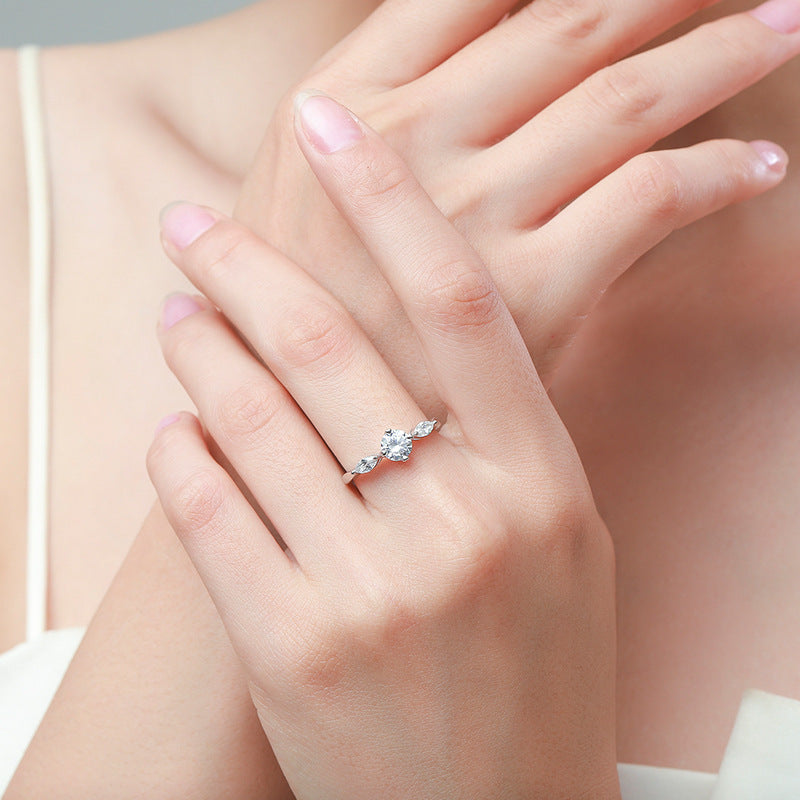 Womens Sterling Silver Ring With Gold Plated Accents Four Claw Design Gemstone Inlay Gift Gift For Special Day