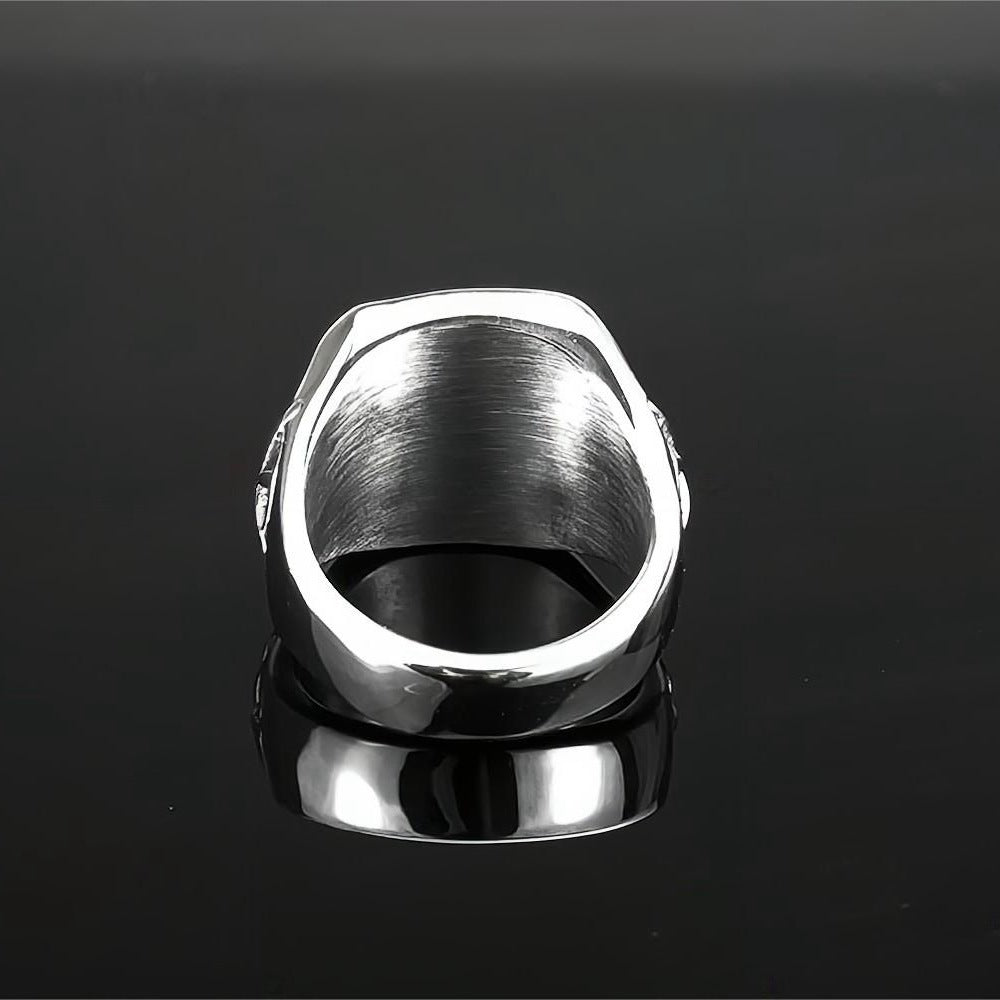 Mens Titanium Steel Ring Geometric Retro Pirate Star Design