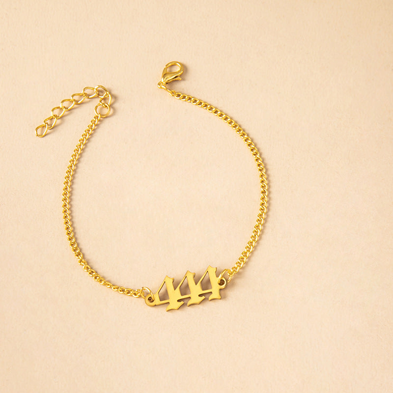 Womens Stainless Steel Bracelet With Number 4 And Lucky Heart Charm Natural Letter Text Jewelry Gift For Women