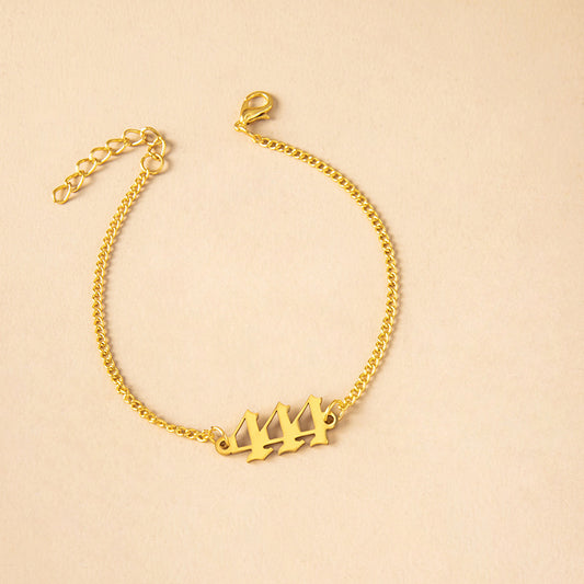 Womens Stainless Steel Bracelet With Number 4 And Lucky Heart Charm Natural Letter Text Jewelry Gift For Women