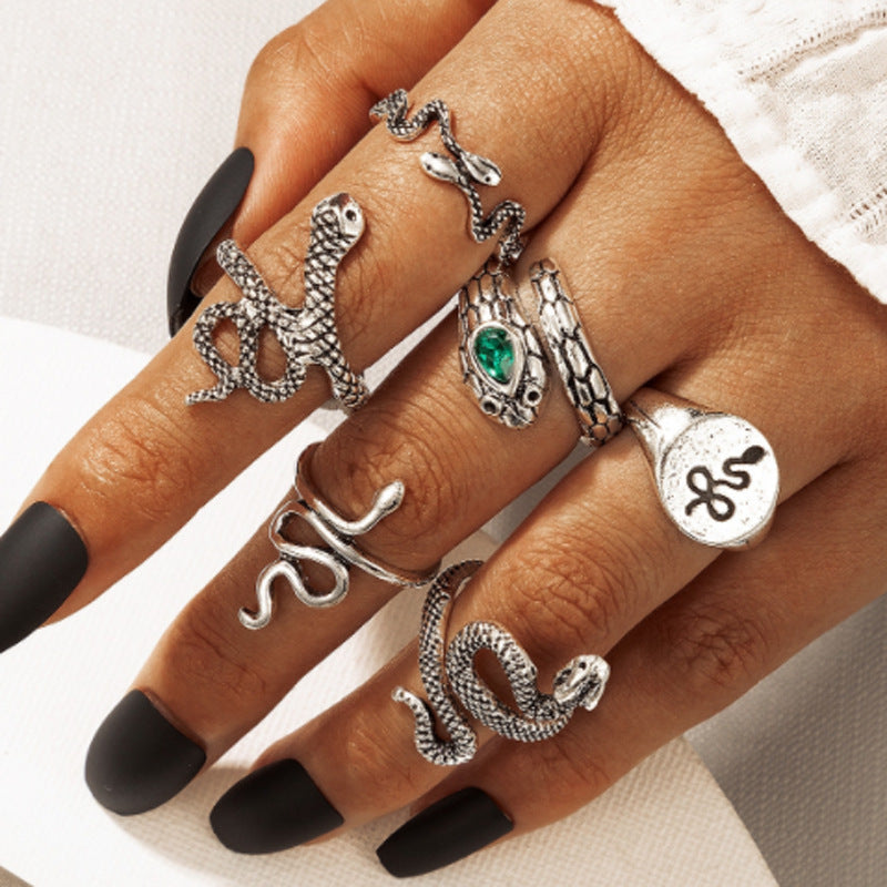 Unisex Geometric Ring Set Alloy Knuckle Rings Retro Ethnic Metal Elements Fashion For Everyday Wear Boho Chic