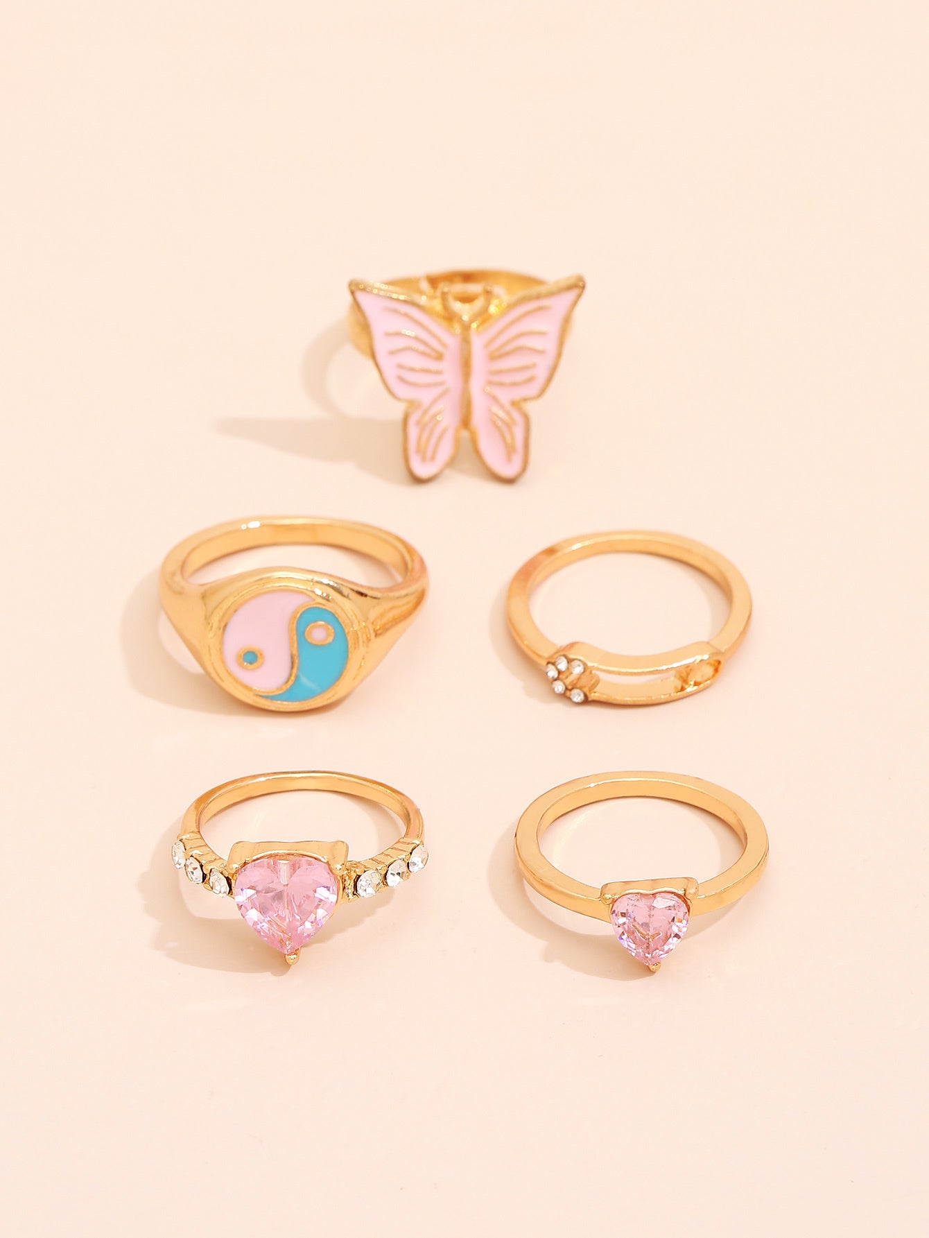 Womens Fashion Rings2 Set Irregular Wild Rings2 Zinc Alloy Electroplated Trendy Rings2 Set For Women And Girls