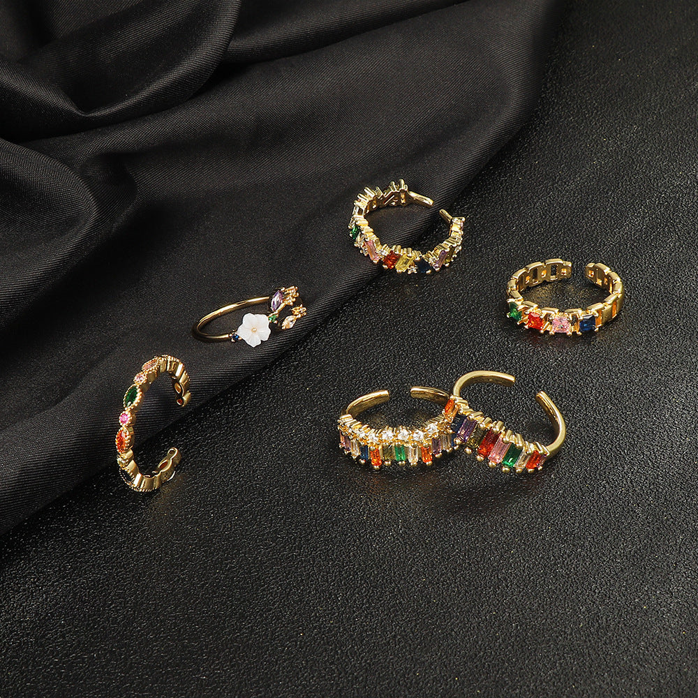 Women Adjustable Copper Plated Ring Fashion Jewelry For Everyday Chic Wearable Elegant Dainty Finger Ring Gift