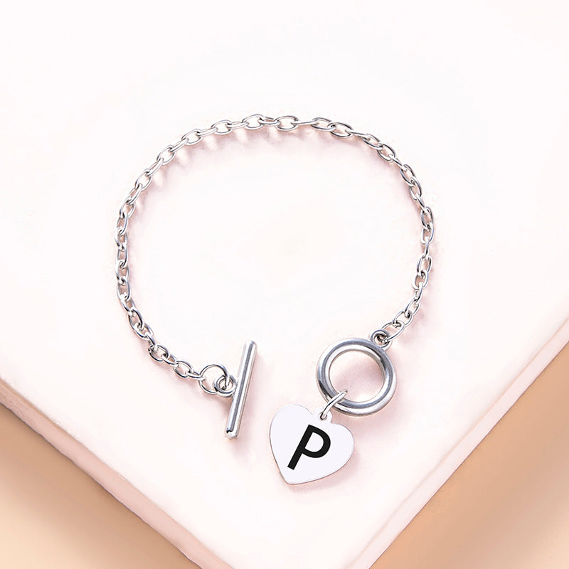Womens Silver Stainless Steel Link Chain Bracelet With Heart Charm And Buckle Clasp Fashion Jewelry For Ladies