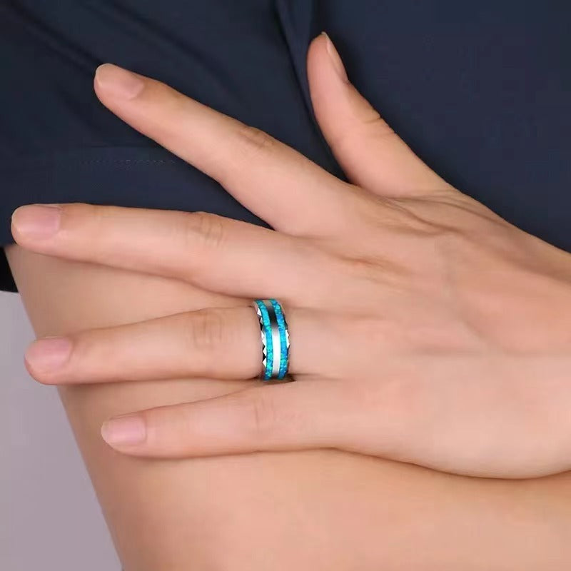 Double Oblique Ring Stainless Steel Geometric Metal Design Silver Finishes Fashion Accessory For Everyday Wear