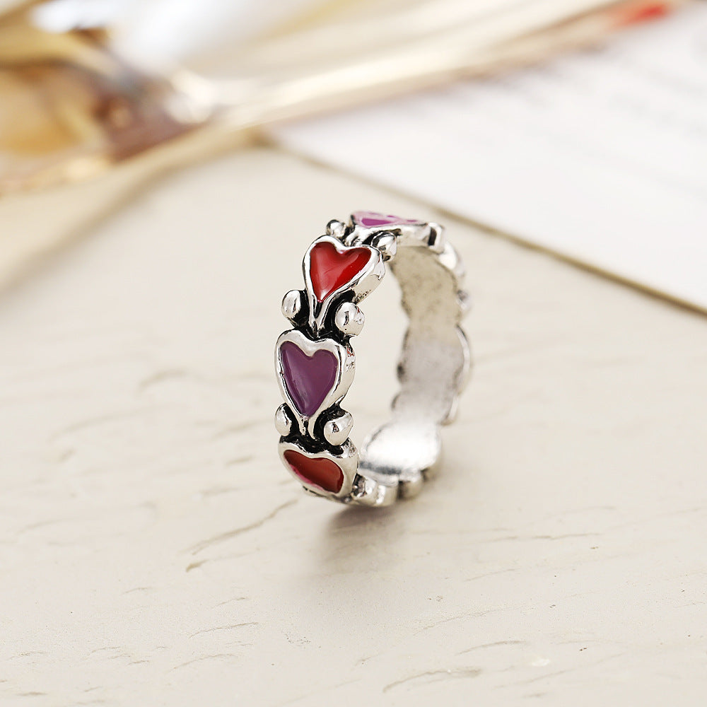 Gold Plated Heart Ring Unisex Retro European American Style Peach Heart Jewelry Individually Packed Gift Trend