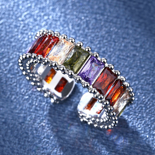 Womens Adjustable Zirconia Ring Copper Band Fashion Statement Jewelry For Engagement Anniversary Promise Gifts