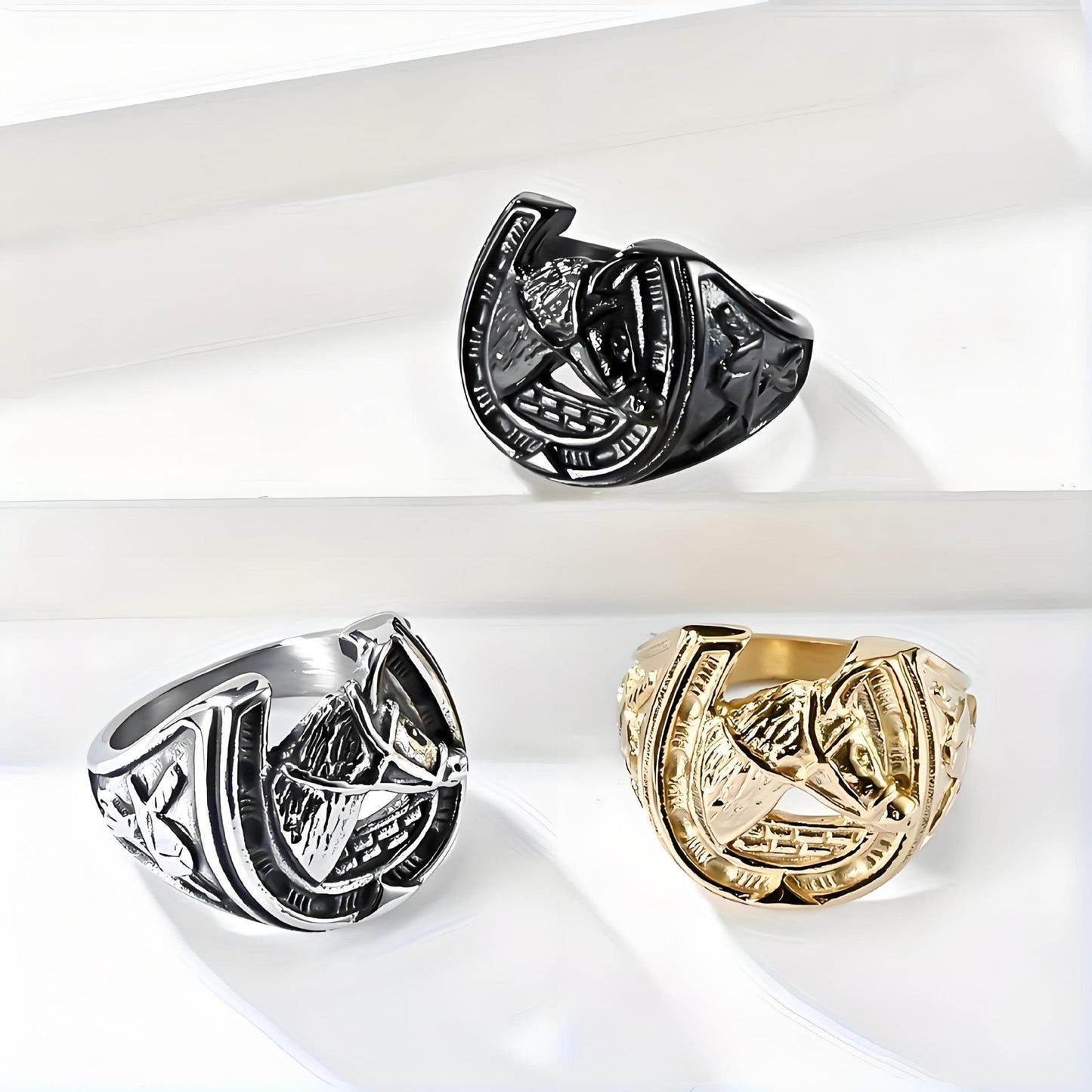 Horse Head Ring Stainless Steel Animal Design Retro Jewelry